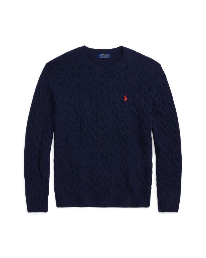 POLO RALPH LAUREN - Pull à torsades en laine et cachemire Hunter navy - Lothaire