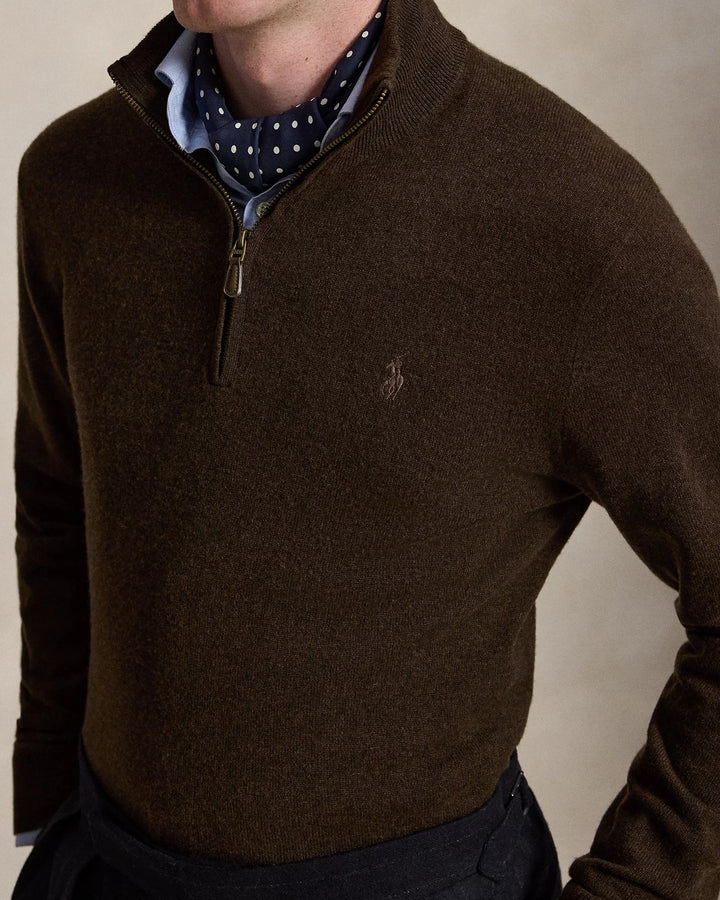 POLO RALPH LAUREN - Pull Col Camionneur en Laine Marron Chiné - Lothaire