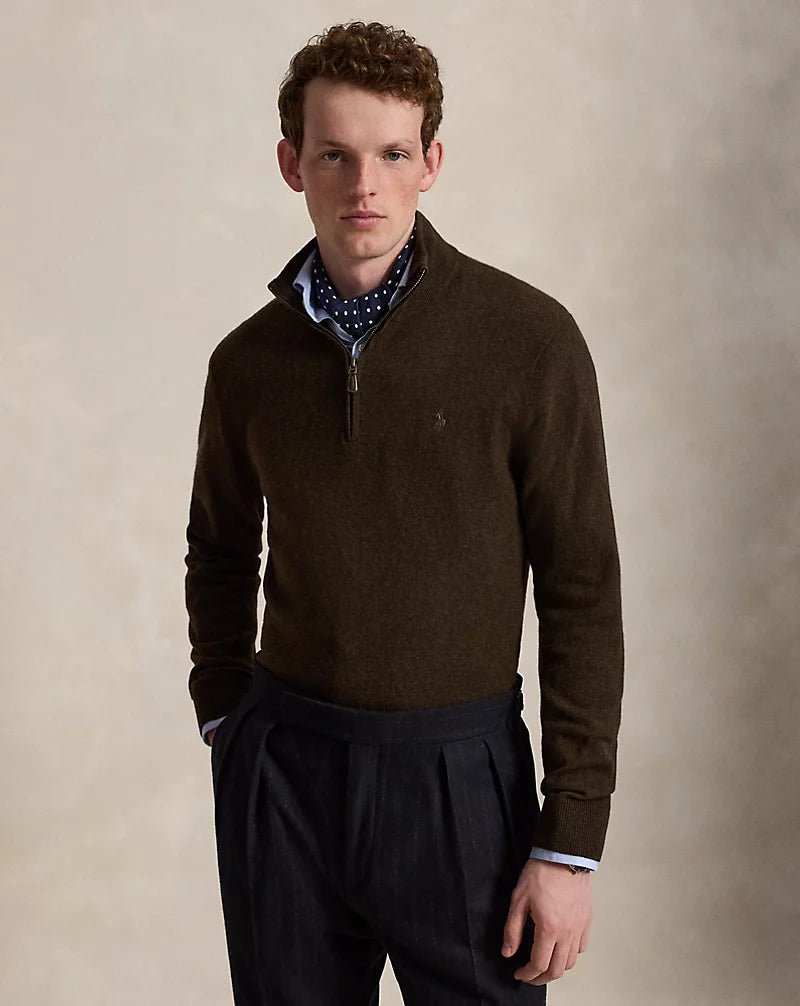 POLO RALPH LAUREN - Pull Col Camionneur en Laine Marron Chiné - Lothaire