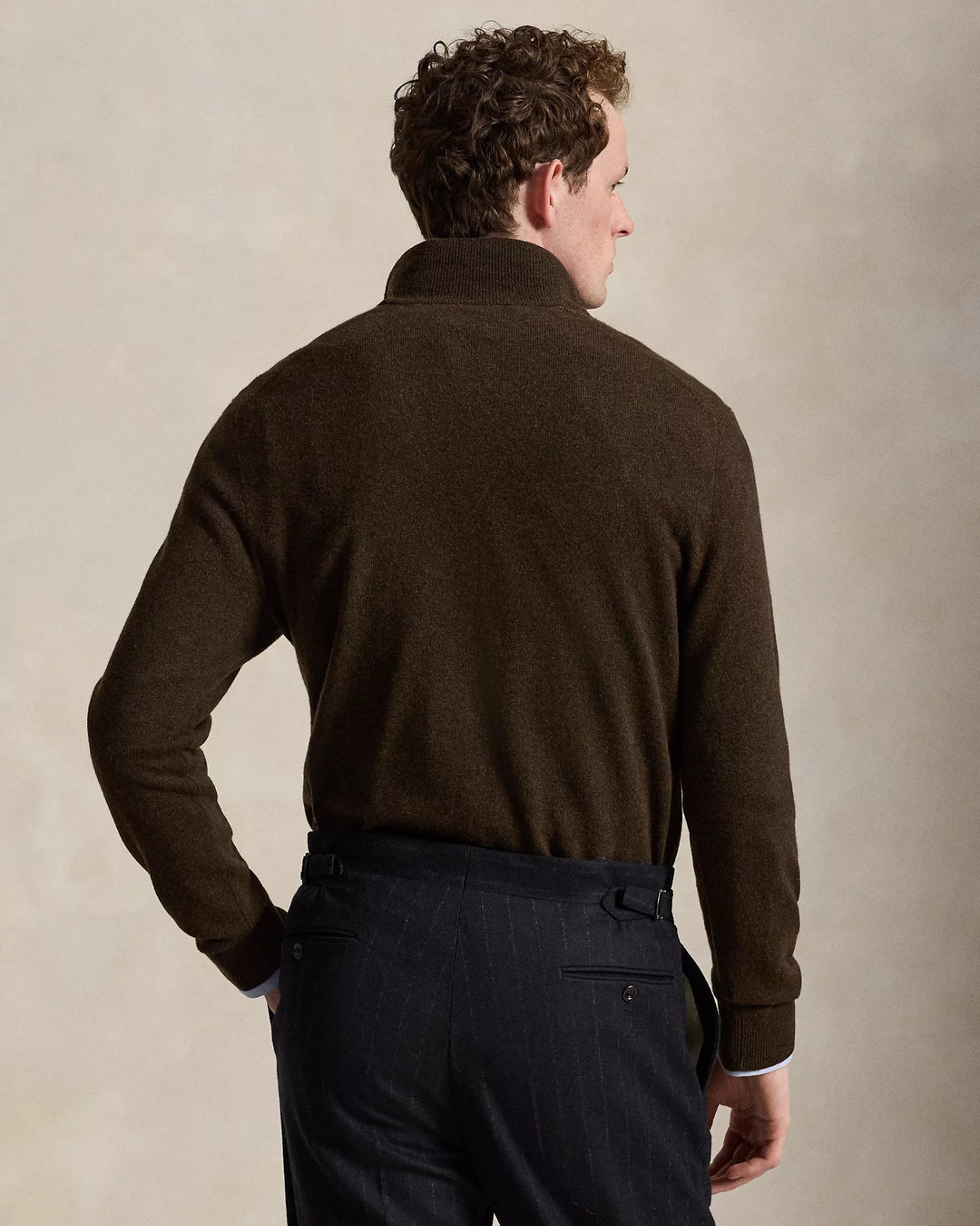 POLO RALPH LAUREN - Pull Col Camionneur en Laine Marron Chiné - Lothaire