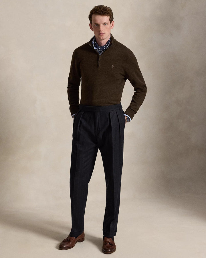POLO RALPH LAUREN - Pull Col Camionneur en Laine Marron Chiné - Lothaire