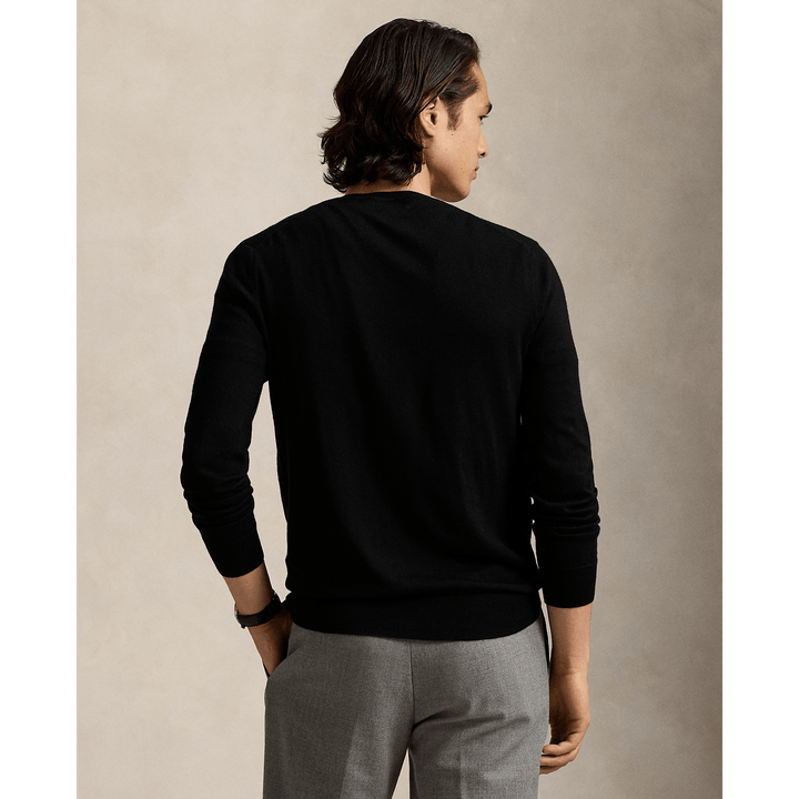 POLO RALPH LAUREN - Pull col en V en laine lavable Slim Fit polo black - Lothaire