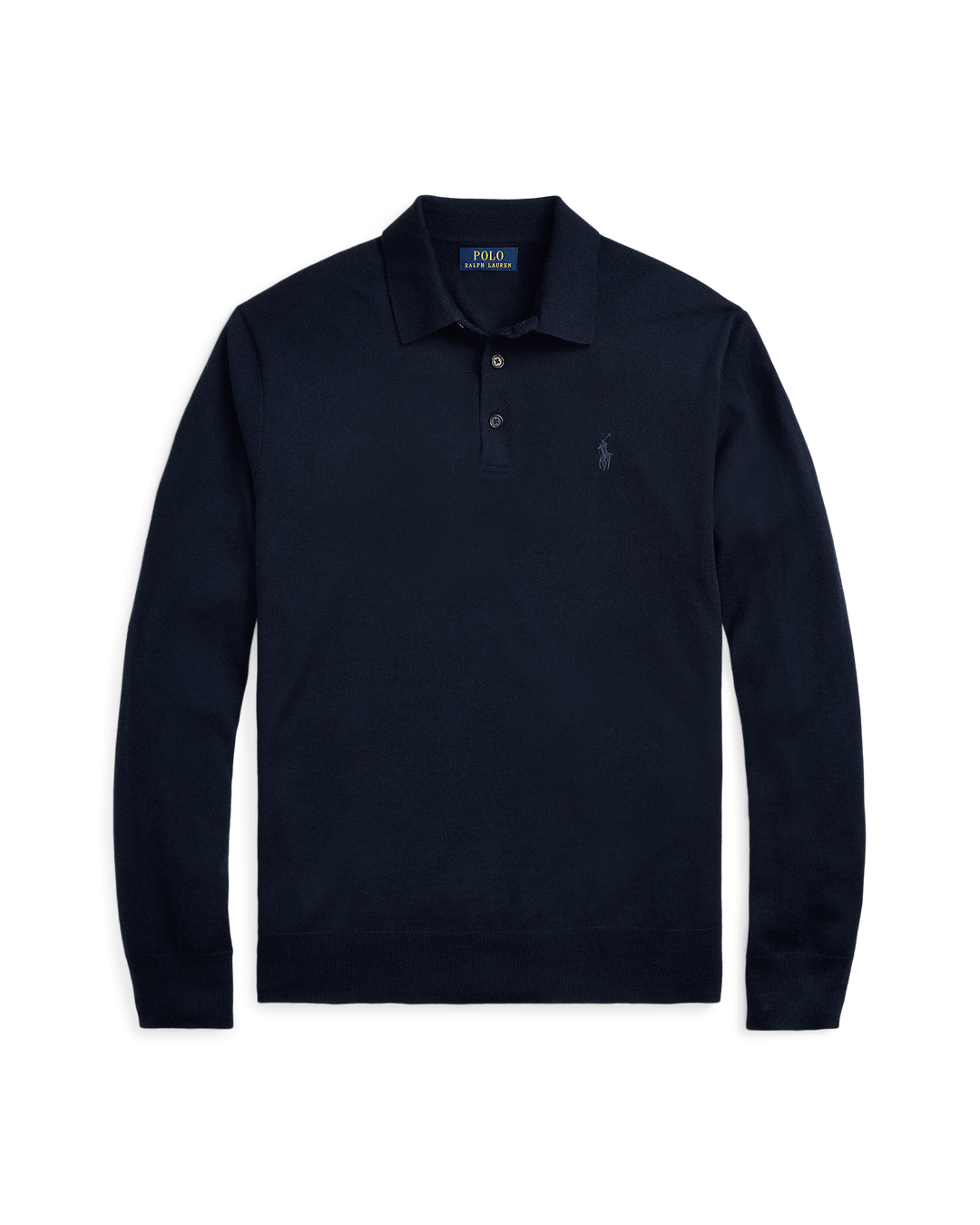 POLO RALPH LAUREN - Pull col polo en laine marine chasseur - Lothaire