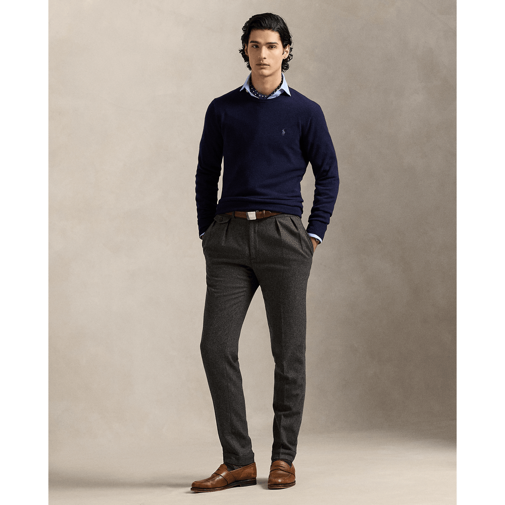 POLO RALPH LAUREN - Pull col rond en laine Marine chasseur - Lothaire
