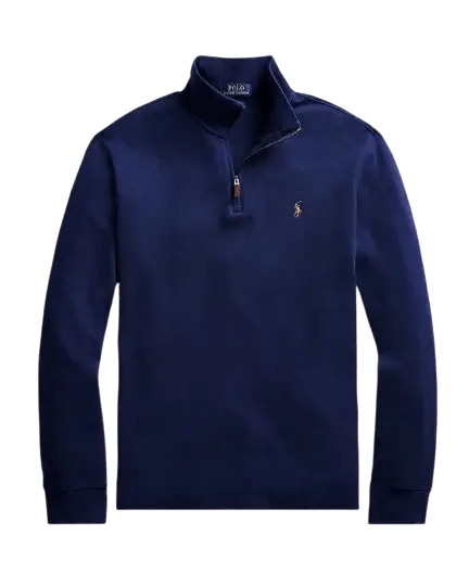 POLO RALPH LAUREN - Pull Demi - Zippé Côtelé Estate Bleu Foncé - Lothaire