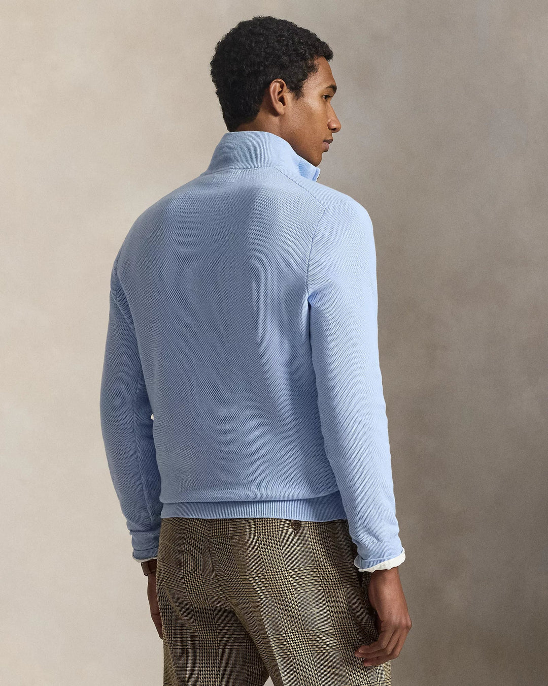 POLO RALPH LAUREN - Pull demi - zippé en coton piqué Bleu clair - Lothaire
