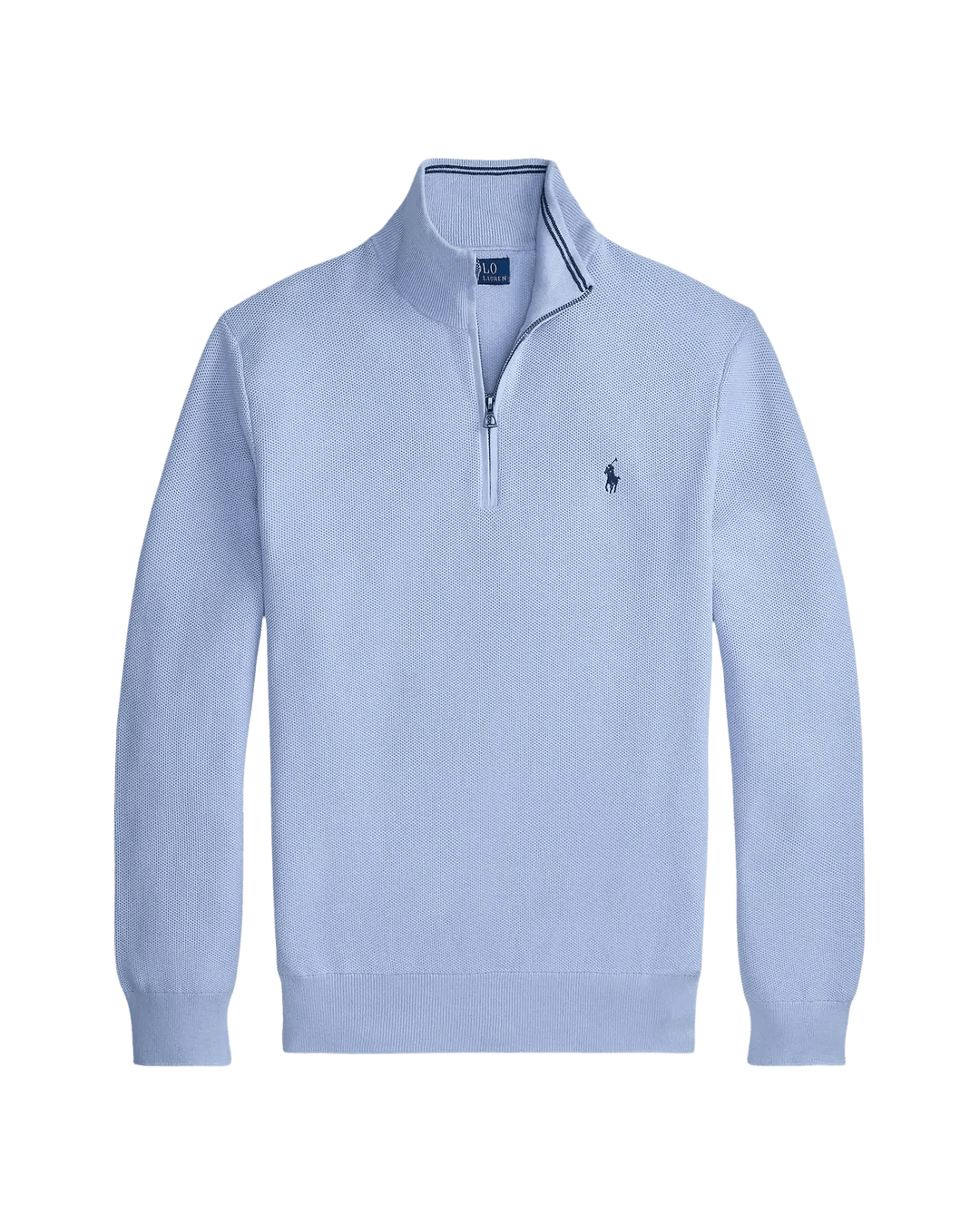 POLO RALPH LAUREN - Pull demi - zippé en coton piqué Bleu clair - Lothaire
