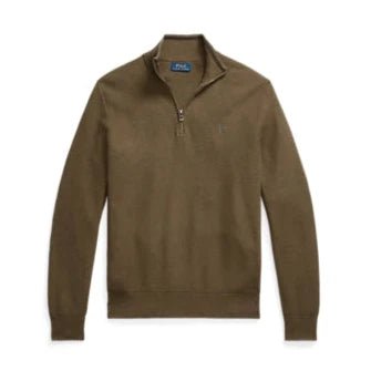 Polo Ralph Lauren - Pull demi - zippé en coton piqué marron - Lothaire