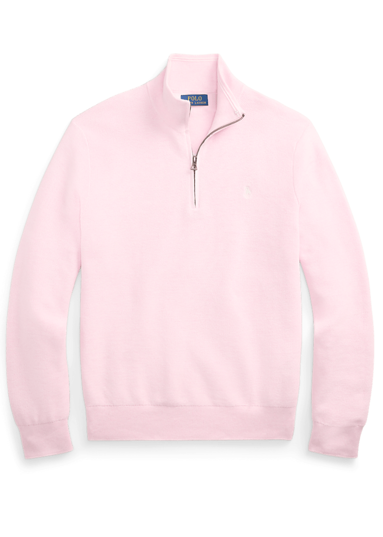 POLO RALPH LAUREN - Pull demi - zippé en coton piqué Rose - Lothaire