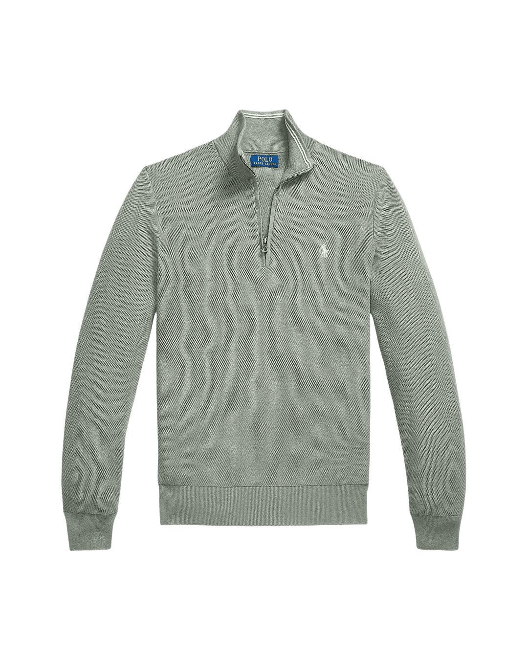 POLO RALPH LAUREN - Pull demi - zippé en coton piqué Vert sauge - Lothaire