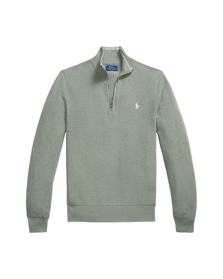 POLO RALPH LAUREN - Pull demi - zippé en coton piqué Vert sauge - Lothaire