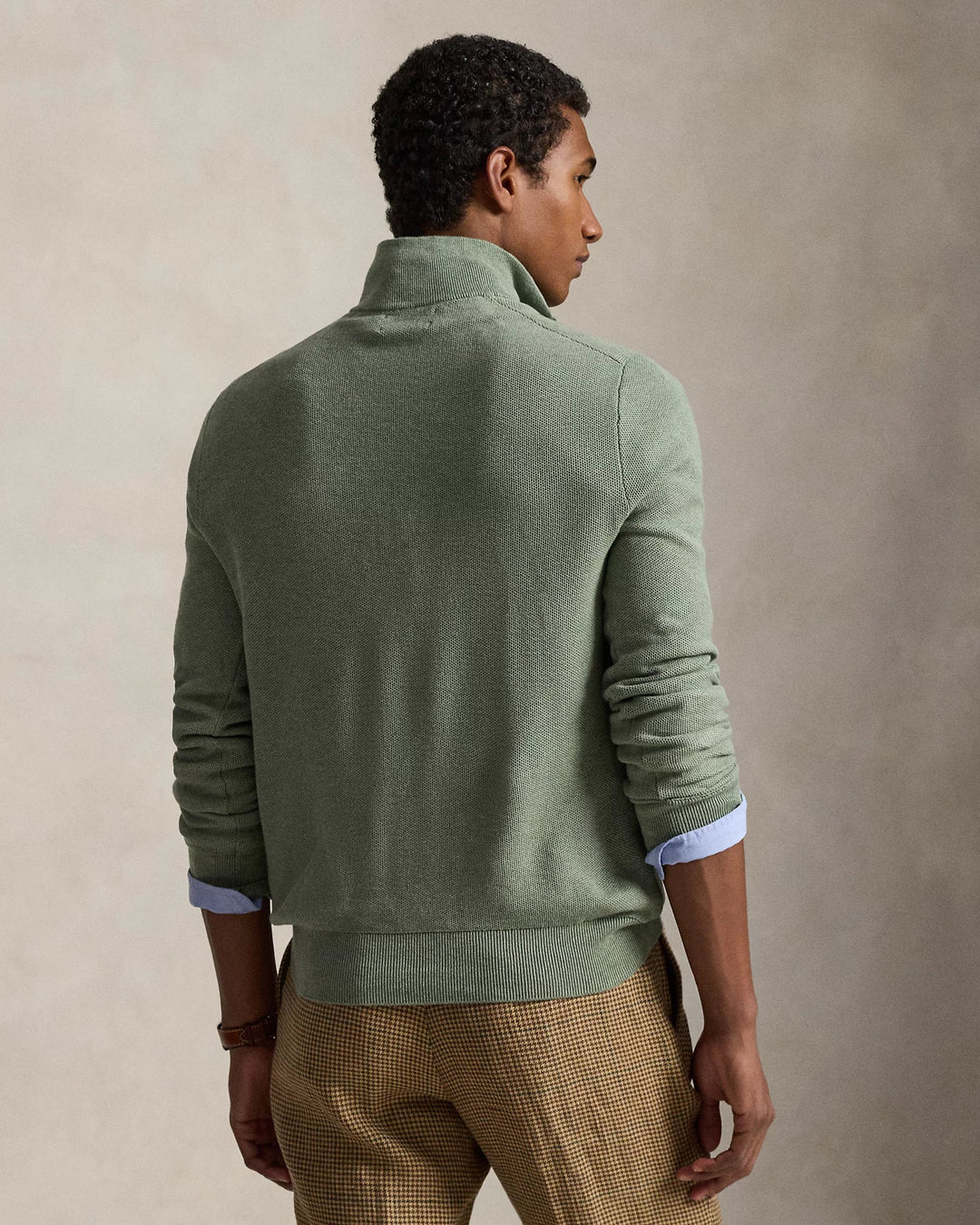 POLO RALPH LAUREN - Pull demi - zippé en coton piqué Vert sauge - Lothaire