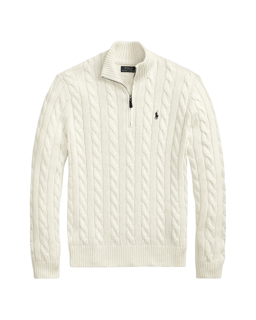 POLO RALPH LAUREN - Pull demi - zippé en coton torsadé Beige chiné - Lothaire