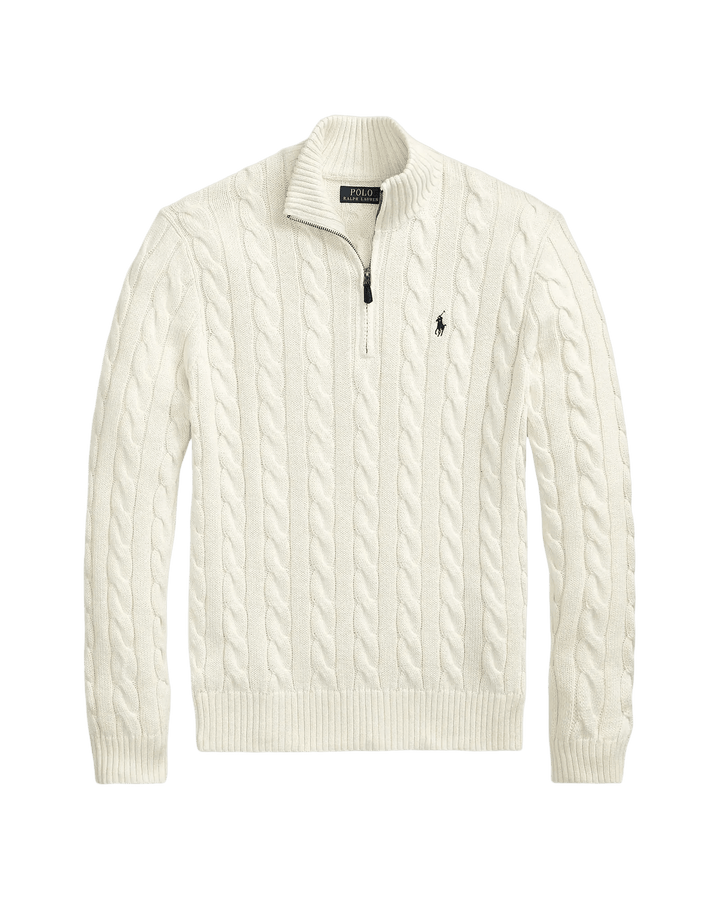POLO RALPH LAUREN - Pull demi - zippé en coton torsadé Beige chiné - Lothaire
