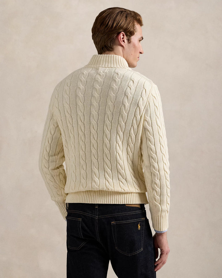 POLO RALPH LAUREN - Pull demi - zippé en coton torsadé Beige chiné - Lothaire