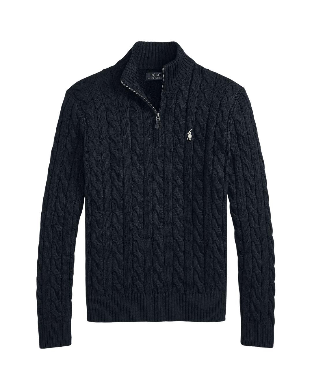 POLO RALPH LAUREN - Pull demi-zippé en coton torsadé Bleu marine - Lothaire