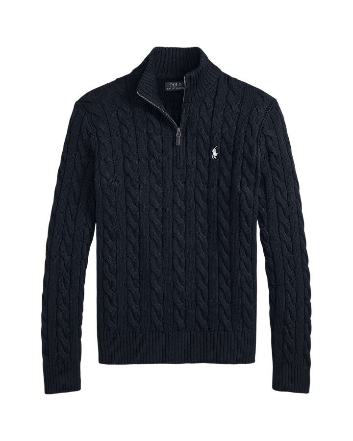 POLO RALPH LAUREN - Pull demi-zippé en coton torsadé Bleu marine - Lothaire