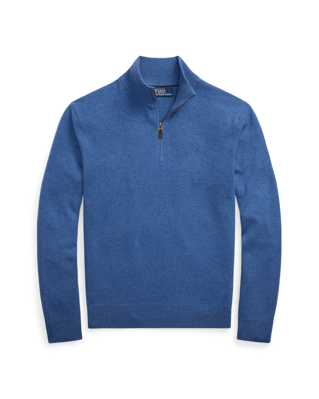 POLO RALPH LAUREN - Pull demi - zippé en laine Bleu piscine naturelle - Lothaire