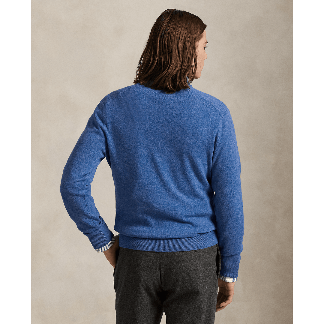POLO RALPH LAUREN - Pull demi - zippé en laine Bleu piscine naturelle - Lothaire