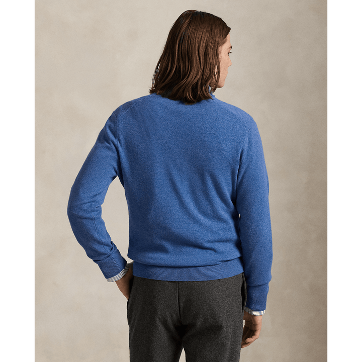 POLO RALPH LAUREN - Pull demi - zippé en laine Bleu piscine naturelle - Lothaire