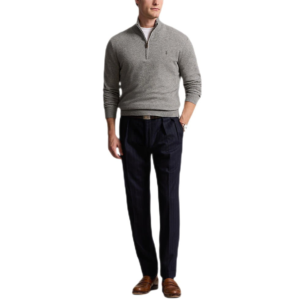 Polo Ralph Lauren - Pull demi - zippé en laine gris beige - Lothaire