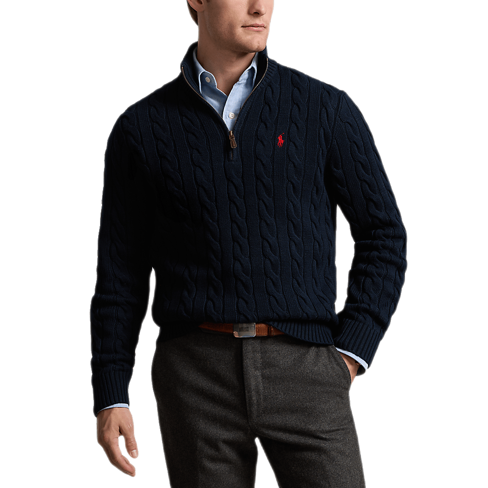 Polo Ralph Lauren - Pull demi - zippé torsadé marine - Lothaire