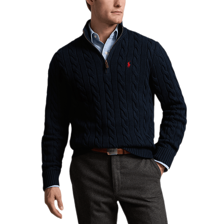 Polo Ralph Lauren - Pull demi - zippé torsadé marine - Lothaire