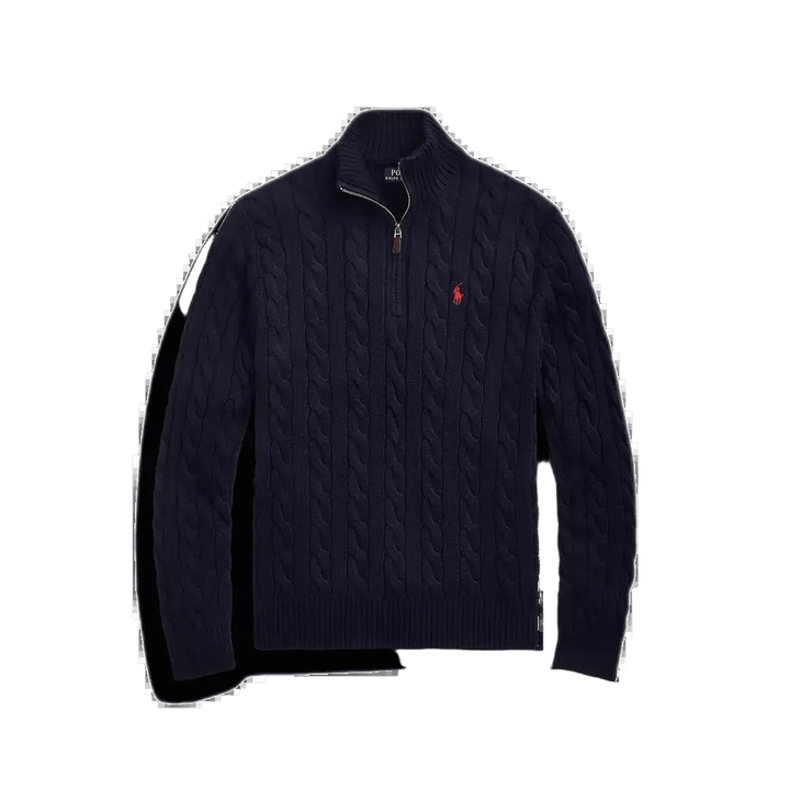 Polo Ralph Lauren - Pull demi-zippé torsadé marine - Lothaire