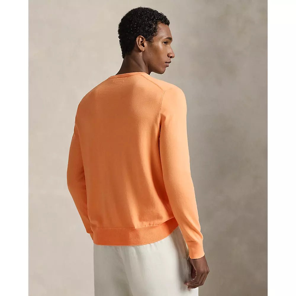 POLO RALPH LAUREN - Pull en coton texturé coupe ajustée Orange vif - Lothaire