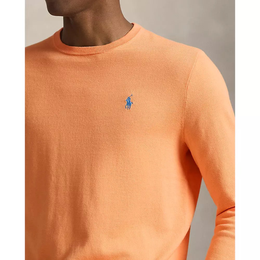POLO RALPH LAUREN - Pull en coton texturé coupe ajustée Orange vif - Lothaire
