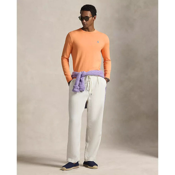 POLO RALPH LAUREN - Pull en coton texturé coupe ajustée Orange vif - Lothaire