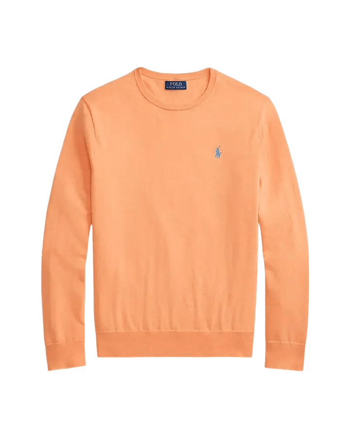 POLO RALPH LAUREN - Pull en coton texturé coupe ajustée Orange vif - Lothaire
