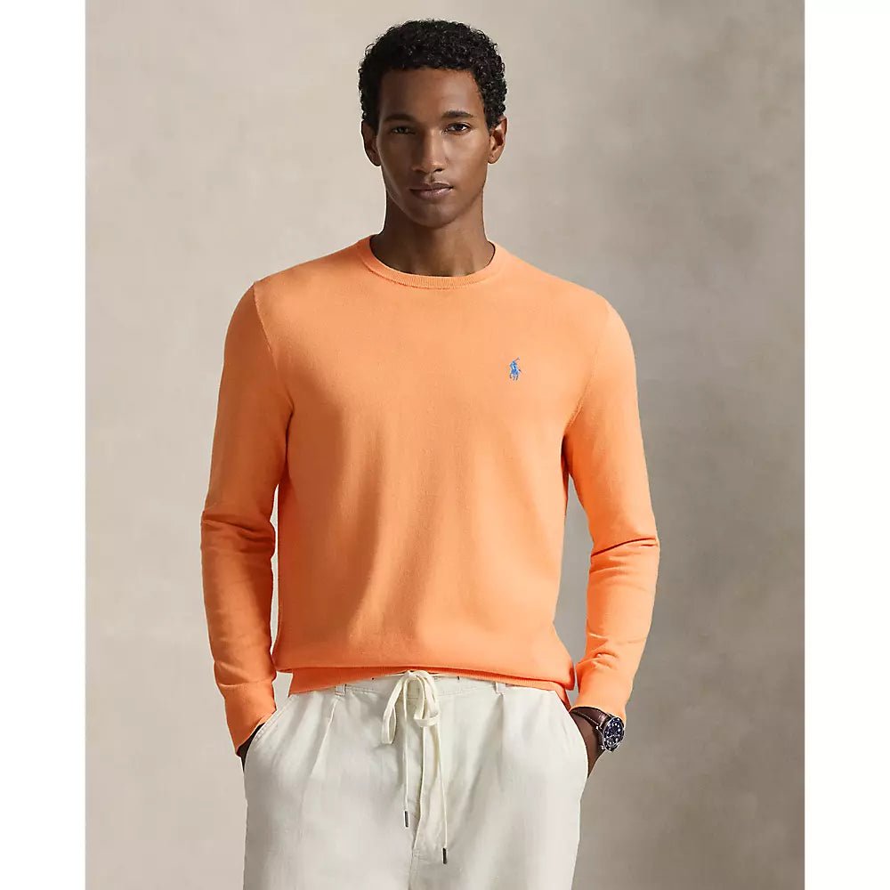 POLO RALPH LAUREN - Pull en coton texturé coupe ajustée Orange vif - Lothaire