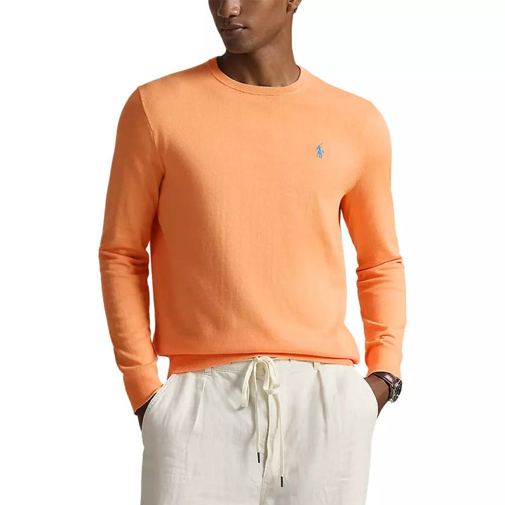 POLO RALPH LAUREN - Pull en coton texturé coupe ajustée Orange vif - Lothaire
