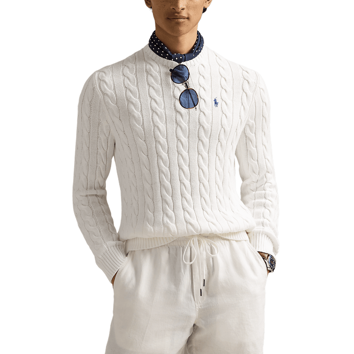 POLO RALPH LAUREN - Pull en coton torsadé Blanc - Lothaire