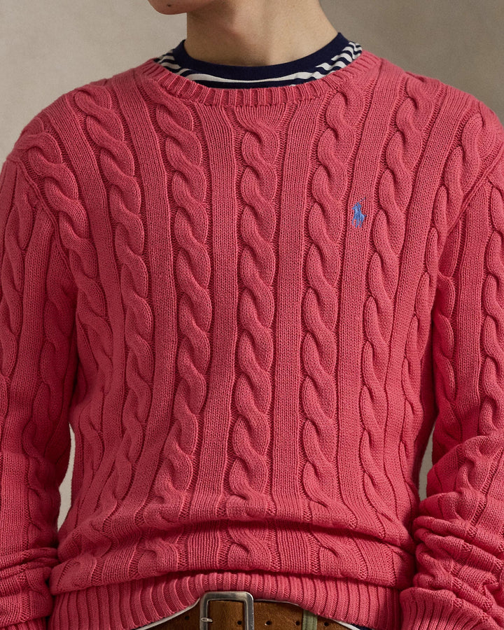 POLO RALPH LAUREN - Pull en coton torsadé Rouge pâle - Lothaire