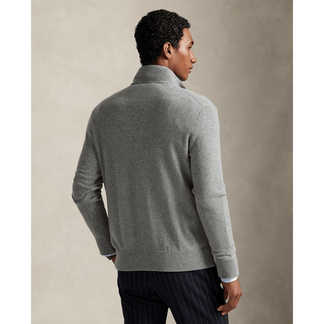 POLO RALPH LAUREN - Pull entièrement zippé en laine Gris faon chiné - Lothaire
