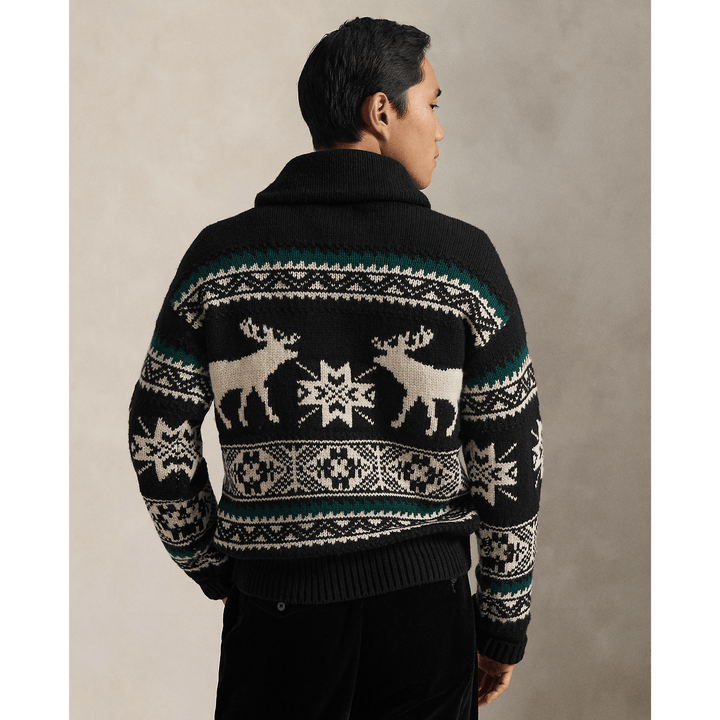 POLO RALPH LAUREN - Pull graphique Élan en laine mélangée Black combo - Lothaire