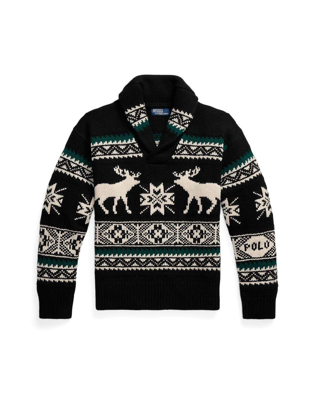 POLO RALPH LAUREN - Pull graphique Élan en laine mélangée Black combo - Lothaire
