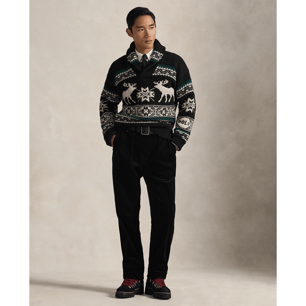 POLO RALPH LAUREN - Pull graphique Élan en laine mélangée Black combo - Lothaire