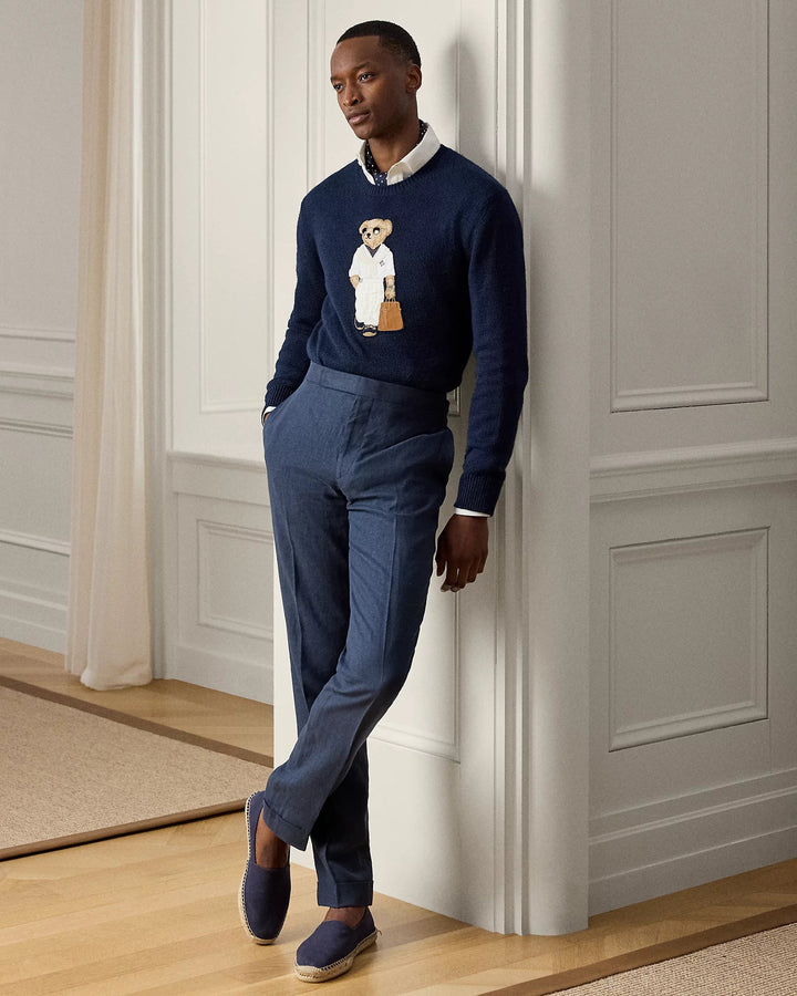 POLO RALPH LAUREN - Pull Polo Bear en soie et lin Bleu marine - Lothaire
