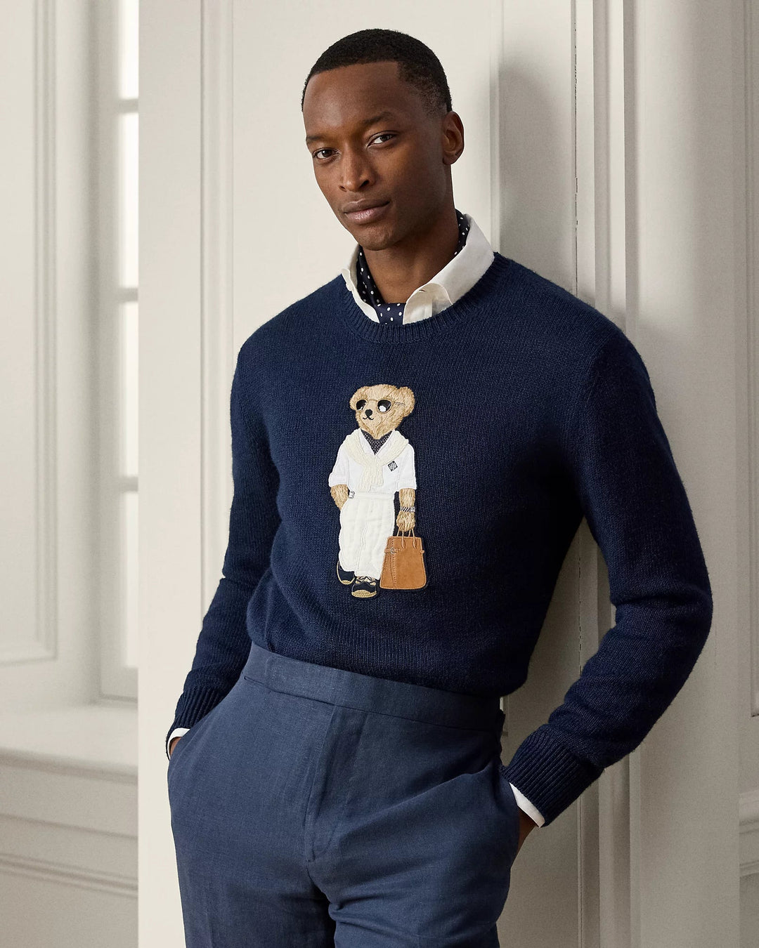 POLO RALPH LAUREN - Pull Polo Bear en soie et lin Bleu marine - Lothaire