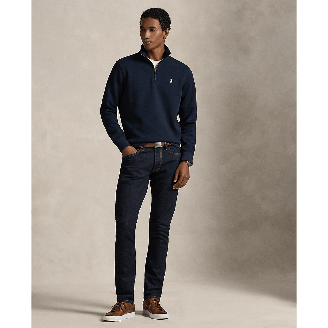 POLO RALPH LAUREN - Pull quart de zip en maille double Aviator navy - Lothaire