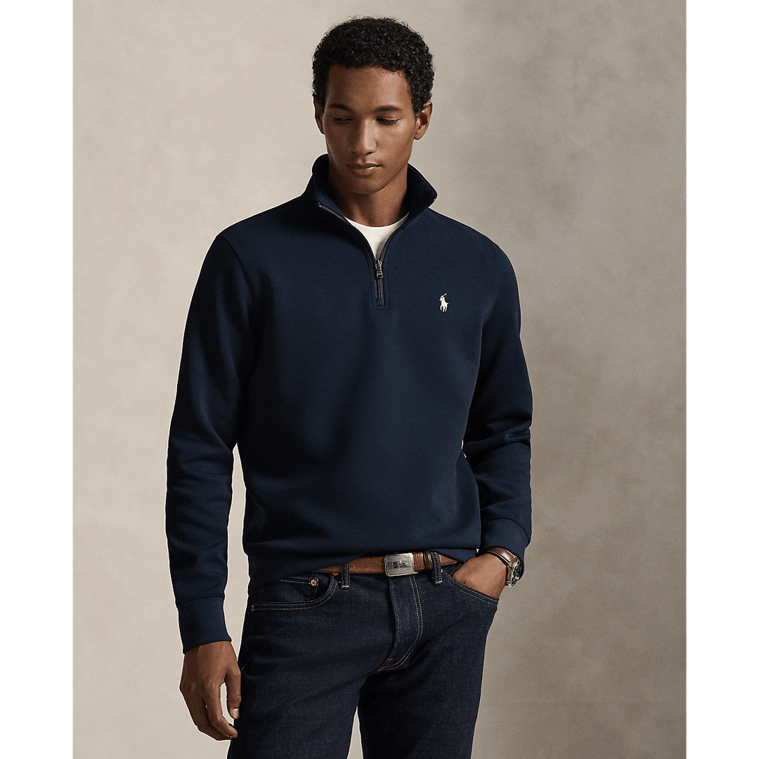 POLO RALPH LAUREN - Pull quart de zip en maille double Aviator navy - Lothaire