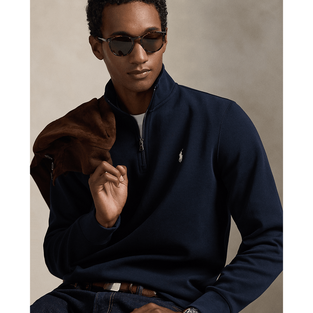 POLO RALPH LAUREN - Pull quart de zip en maille double Aviator navy - Lothaire