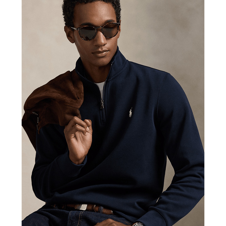 POLO RALPH LAUREN - Pull quart de zip en maille double Aviator navy - Lothaire