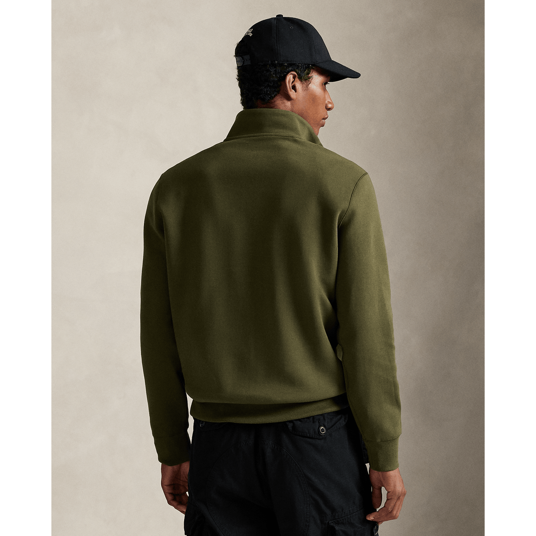 POLO RALPH LAUREN - Pull quart de zip en maille double Olive compagnie - Lothaire