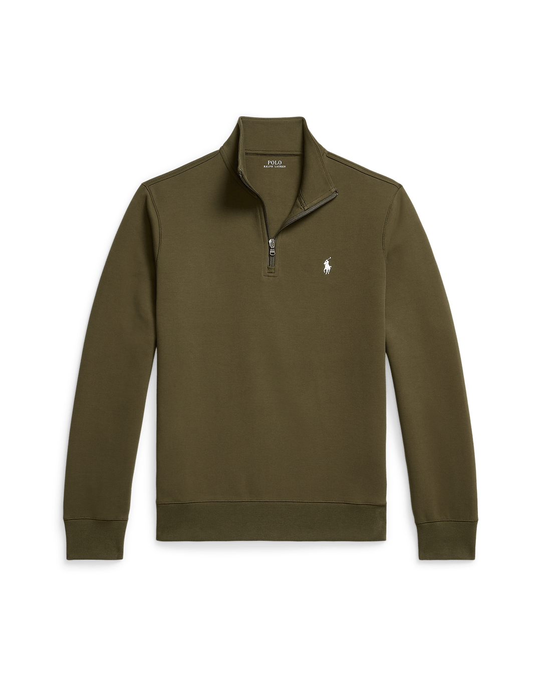 POLO RALPH LAUREN - Pull quart de zip en maille double Olive compagnie - Lothaire