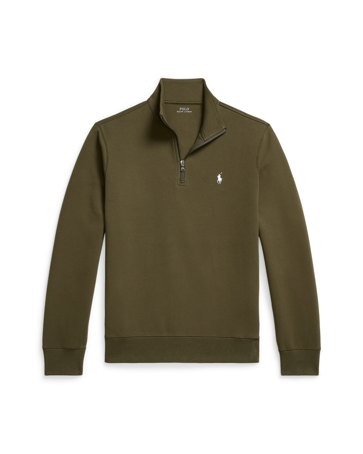 POLO RALPH LAUREN - Pull quart de zip en maille double Olive compagnie - Lothaire