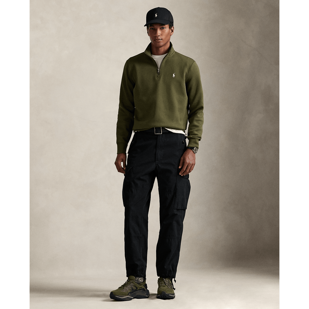 POLO RALPH LAUREN - Pull quart de zip en maille double Olive compagnie - Lothaire